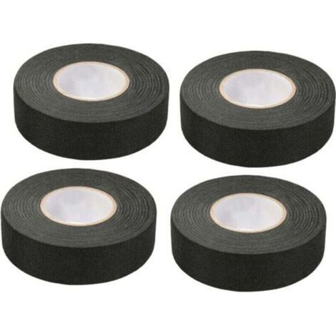 4 Pièces Noir Ruban Adhésif Auto (1.5 cm x 15 m) - Ruban Chiffon de Voiture, Ruban Adhesif Haute Temperature, Scotch Noir Resistant, Scotch Tissu, Bande de Harnais de Câblage de Voiture (1/5)