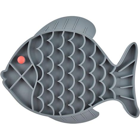 Gamelle anti-glouton pour chat et chien – en silicone alimentaire non toxique, 19 x 24,5 cm, gris, 1 pièce (1/5)