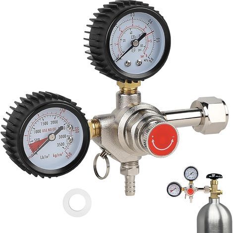 Détendeur Bière Régulateur de Pression CO2, Réducteur de Pression CO2 de Fût, Double Manomètre W21,8 pour Distributeurs de Bière, Brassage de Bière, Tireuse à Bière (1/5)