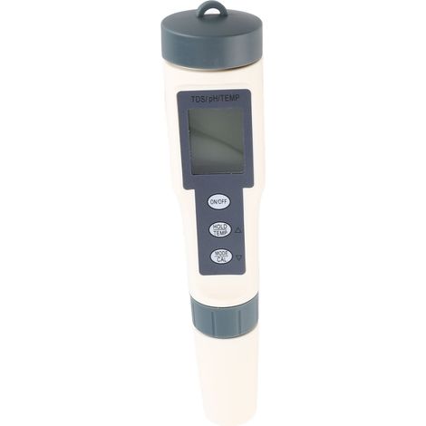 Testeur de qualité de l'eau portable et précis, multifonction, mesurant la température, le pH et les solides dissous totaux, avec rétroéclairage. (1/5)