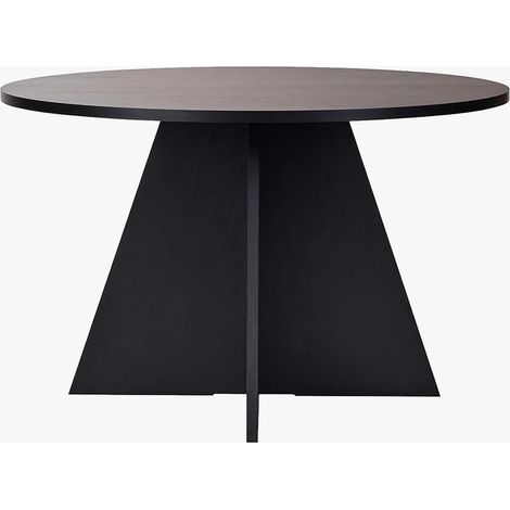 LEYVA Table à manger ronde couleur bois noir D120 cm (1/5)