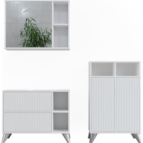 Badmöbel-Set Leano, Weiß, 80 cm, Set 2, Vicco