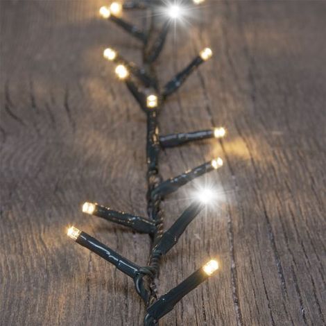 Catena Nastro di luce con miniled bianco caldo e bianco freddo e cavo verde -20 m (1/4)