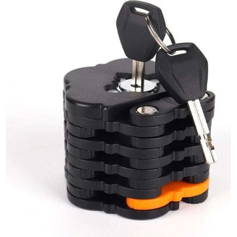 Candado plegable para bicicleta, alta seguridad, 83 cm, con soporte y 2 llaves, para moto eléctrica, bicicleta de montaña, MTB, carretera, BMX/MTB (negro) (1/4)