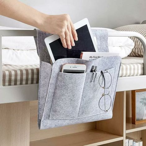 Ahlsen Leere Sofa-Tasche, Bett-Aufbewahrungstasche, Filz-Nachttisch-Organizer, Sofa-Armlehnen, Nachttisch-Hängetisch-Aufbewahrungsabdeckung für Fernbedienung (1/5)
