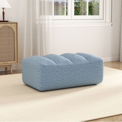 Canapé modulable ottoman bleu en fleece HAVRYA (1/5)