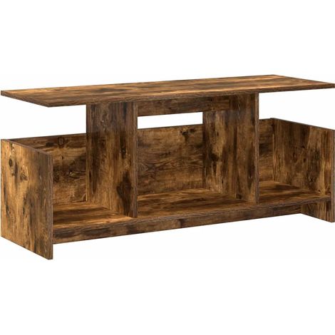 Mueble TV rectangular moderno almacenamiento práctico 102 x 35 x 45 cm madera contrachapada roble ahumado 020054711 (1/5)