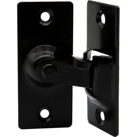 Serrure de porte en acier inoxydable à angle droit à 90 degrés, utilisée pour les clôtures en bois, les portes et fenêtres, les portes coulissantes (black)
