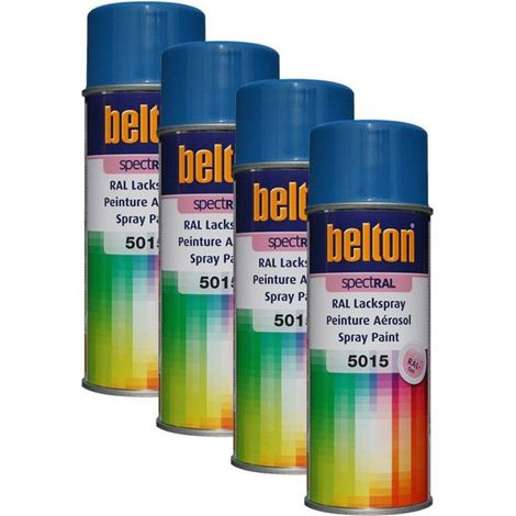 Lot de 4 bombes de peinture Belton Spectral RAL5015 Bleu ciel 400ml