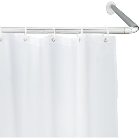 Wenko – Barre pour rideau de douche angle universelle 25 mm – Aluminium antirouille – Fixation solide à vis – 3 options de montage