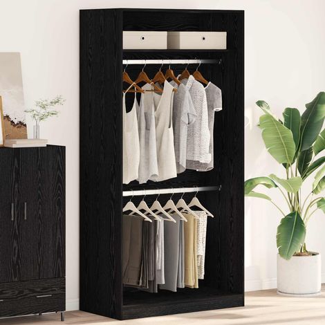 vidaXL Kleiderschrank mit Regal Schwarz Eichen-Optik 100 x 50 x 200 cm (1/4)