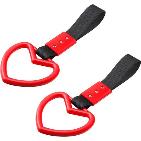 Correas para coche con forma de corazón (paquete de 2), correas de advertencia para parachoques trasero, para decoración de coches (rojo) (1/5)