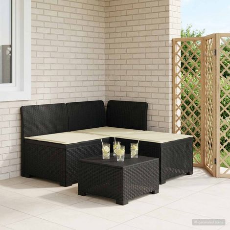 vidaXL Divano da giardino 3 posti con cuscini in look rattan PP