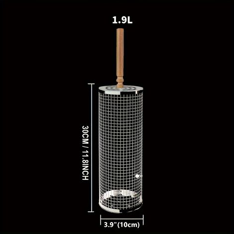 1 Unité : Panier de rôtissage empilable amélioré avec poignée en bois amovible (Acier inoxydable 304) (1/5)