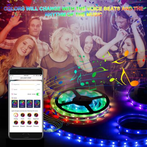 Ruban à LED 10m, Bande LED 3000 RGB Améliorée Lumineuse Ruban LED Bluetooth/par télécommande pour Salon/Maison/Chambre/Soirée, Synchroniser avec Rythme de Musique/Fonction de Minuterie (1/4)