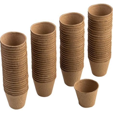 Lot Pratique de 100 Pots de Culture, diamètre : 6 cm, en pâte de Papier, biodégradables, Pots de Plante, semences, Culture de Plantes, Naturel (1/3)