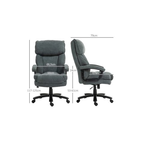 Fauteuil de bureau gris à dossier haut avec structure robuste et revêtement doux, supportant 200 kg, pour bureau et télétravail (1/5)