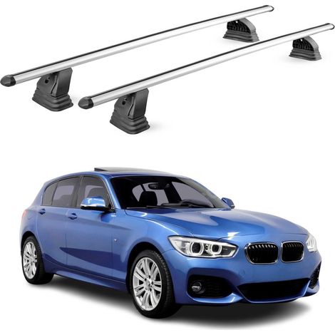 OMAC Aluminium Dachträger Querträger für Bmw 1er F20 F21 2012-2019 – TÜV / DIN 75302:2019 – Abschließbar – T-Nut – Max. 75 kg – 2 Stangen – Silber (1/5)