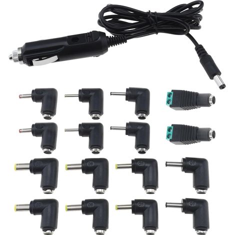 17-piece set of power cables for 12V 2A 24W DC car charger, 5.5x2.1mm to cigarette lighter, 1.5m cable with 16 connectors for DVD players, routers, cameras and GPS (1/5)