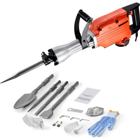 Mophorn Martillo Demoledor Eléctrico 2200 W 1350 BPM, Fuerza de Impacto de 66 J, Herramienta Perforadora con Mango Antivibración y 4 Cinceles Intercambiables, Ideal para Trabajos de Construcción (1/5)