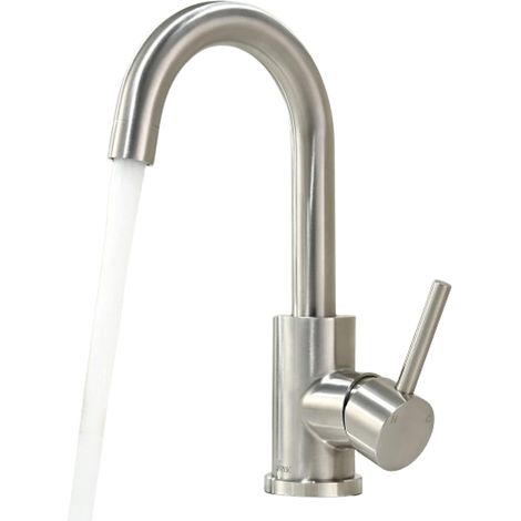 Robinet de salle de bain/cuisine, mitigeur lavabo haute pression avec raccord eau chaude/froide, mitigeur rotatif à 360°, installation facile, acier inoxydable