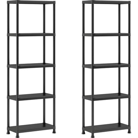 Keter Plus Regal 60/5, 2er-Set, 5 Böden, 60×30×174 cm, schwarz, Kunststoff (1/4)