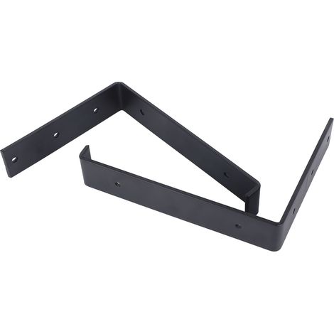 Lot de 2 supports muraux en L robustes en fer, équerres de fixation pour étagères. (1/5)