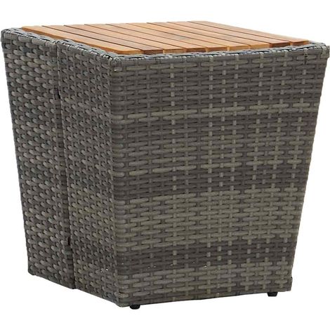 46198 vidaXL Tea Table Grey 41,5x41,5x43 cm Poly Rattan and Solid Acacia Wood (1/5)