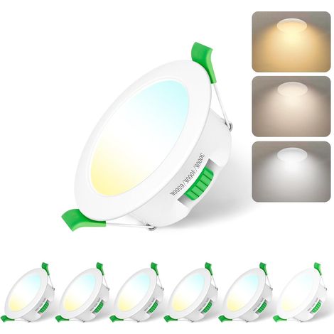 Spot Led Encastrable Salle de Bain,Spots LED 230V, 7W Trou Φ 65-75mm, IP44, Dimmable, Spot Led Encastrable Extra Plat, Blanc Chaud 3000K Blanc Neutre 4000K Blanc Froid 6500K, Lot de 12