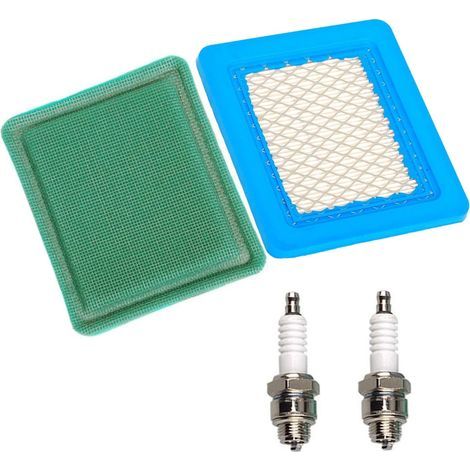 Filtre à air 491588, pré-filtre 271933 et 2 bougies d’allumage pour tondeuse à pousser Briggs & Stratton 625e 675ex et Quantum 3,5-6,75 HP