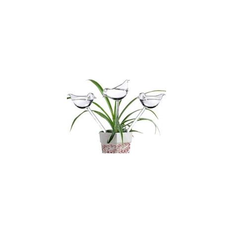 Set aus 3 Glas-Bewässerungskugeln mit vogelförmigen Bewässerungsspitzen für Zimmer- und Gartenpflanzen - Crezuo