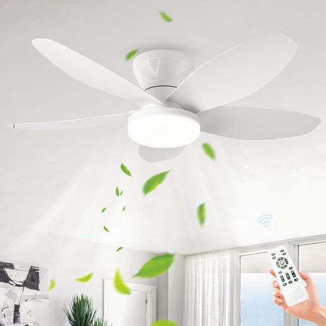 Ventilateur Plafond Avec Lumiere Silencieux, Lustre Ventilo De Plafond Avec Lampe Intégrée DC Moteur, LED Luminaire Ventilateur Plafonnier,Chêne,36in (1/5)
