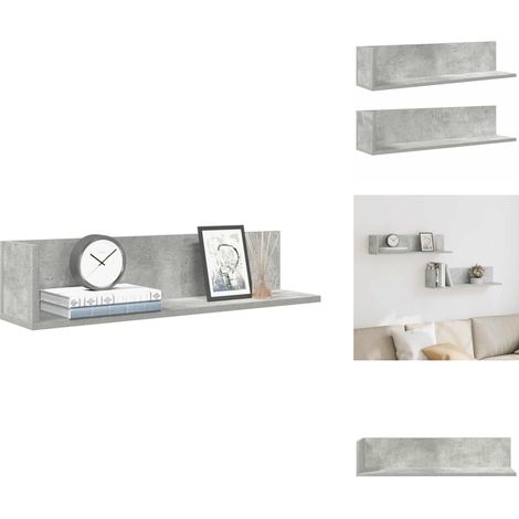 Étagères murales 2pcs gris béton 75x16,5x16,5cm bois ingénierie - Étagère Murale - Étagères Murales - Étagère Flottante - Étagère Murale Flottante (1/5)