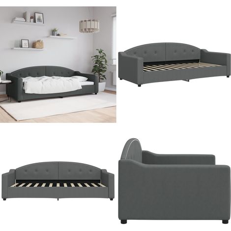 Tagesbett Dunkelgrau 90x200 cm Stoff - Sofa - Schlafsofa (1/5)
