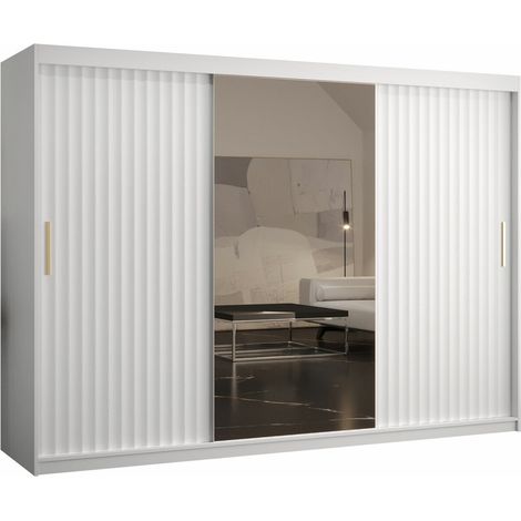 Armario Hartford 339, Blanco, 200x250x62cm, Puertas de armario: Correderas, Número de estantes: 9