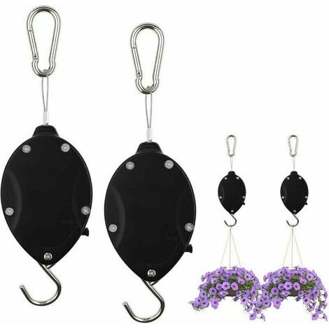 Stück einziehbare Pflanzenrolle, Pflanzenrolle, Haken, hängender Blumentopf für Blumenkörbe, Vogelfutterspender, Vogelkäfig (2 Stück) (1/4)