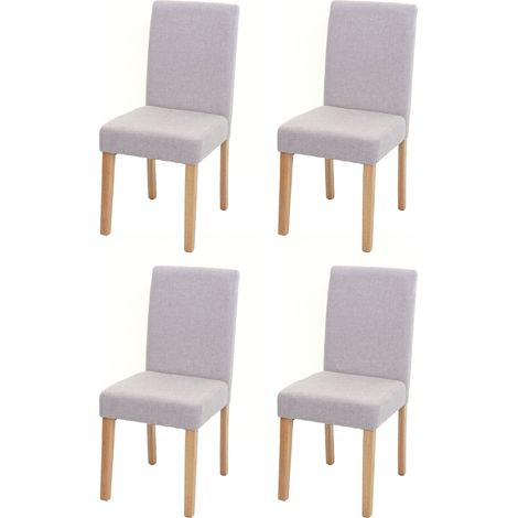 [NON UTILIZZATO] Set 4x sedie Littau tessuto soggiorno cucina sala da pranzo 43x56x90cm avorio beige piedi chiari (1/5)