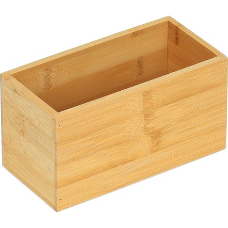 Scatola di immagazzinaggio allungata multiuso bagno ufficio 30 x 15 x 10 cm in bambù naturale 130011414