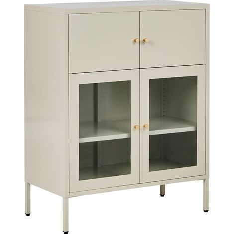 Vitrine mit Glastüren ESHOLT Metall 80 cm Hellbeige