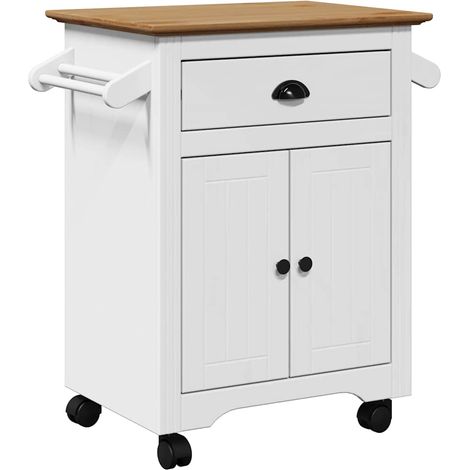 vidaXL Carrello da Cucina BODO Bianco e Marrone 72x45x80 cm (1/5)