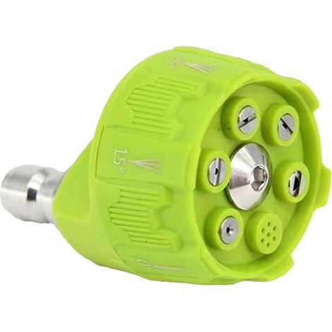 Buse de nettoyeur haute pression 6 en 1, réglable à 3000 psi, avec raccord rapide 1/4 pouce pour le nettoyage des surfaces vertes. (1/5)