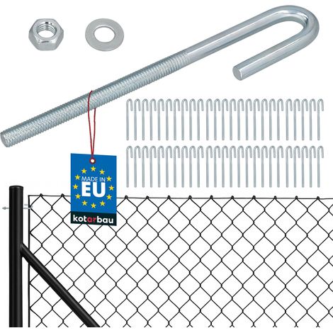 KOTARBAU® Lot de 50 Tendeur Grillage M8, Tendeur Cable pour Clôture, Acier Galvanisé, Crochet Fileté avec Écrou et Rondelle, Tendeur Fil de Fer, Argenté, Ouvert (1/5)
