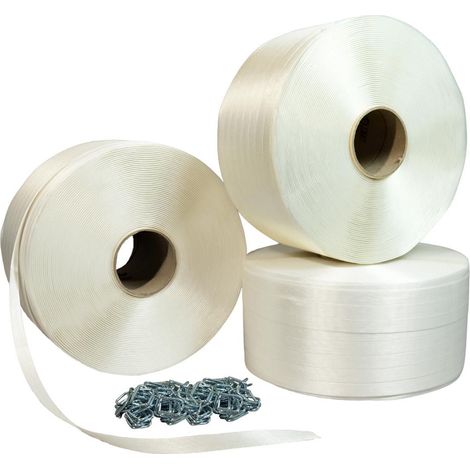 TECPLAST Pack 3 Feuillards de cerclage fil à fil PFF3 13 mm x 1100 m + 500 Boucles OFFERTES - Feuillard textile Résistance 375kg