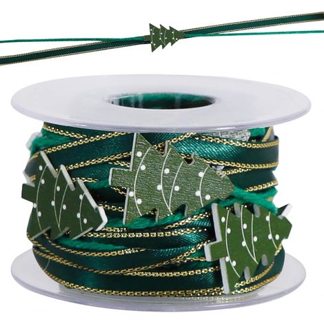 Nastro decorativo natalizio fatto a mano Tonful - misura 5, verde, per albero di Natale, confezione regalo - fai da te - decorazioni per albero e ghirlanda - appendini (1/5)