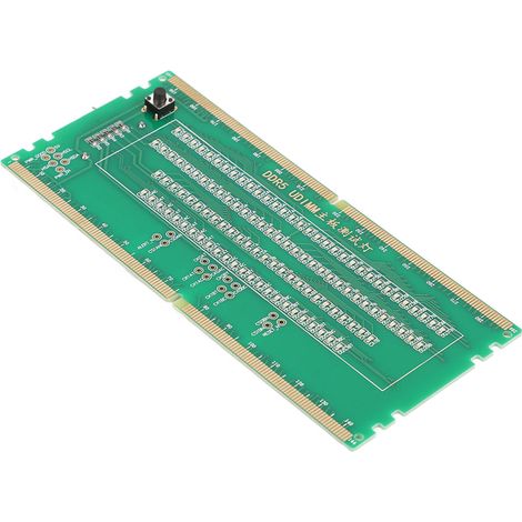 Carte de test d'emplacement de mémoire DDR5 avec indicateurs LED, portable, adaptée à la maintenance de la mémoire de la carte mère PC (verte). (1/5)