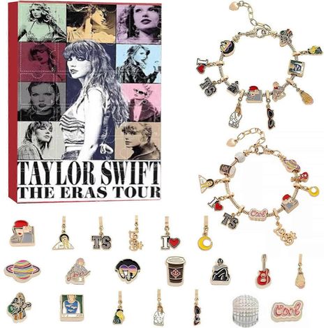 Calendrier de l'Avent de 24 jours pour les fans de Taylor Swift : décorations, bracelet à faire soi-même, boîte cadeau pour enfant.
