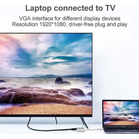 Adaptateur USB-C HDMI VGA - Unbrand - 2 en 1 HDMI 4K et VGA 1080P - Compatible MacBook Pro/Air 2020 2019 (1/5)