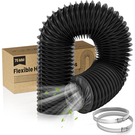 100 mm Tuyau de Ventilation Nylon 2 m avec 2 Colliers de Serrage (1/5)