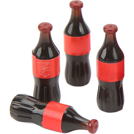 Lot de 12 mini bouteilles de soda rouges avec panier de rangement, ornement factice boisson simulation modèle déco maison cuisine jouet. (1/5)