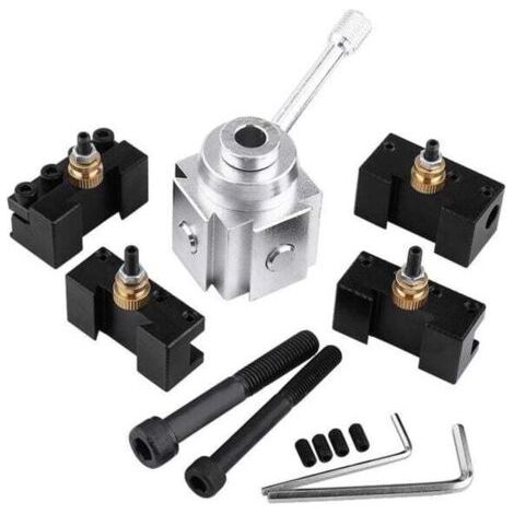 Porte-Outils en Alliage d'aluminium - Support à Changement Rapide pour de Nombreux Types de Mini Tours pour Tourner, Plancher, Couper, moleter, percer et frotter cylindrique, (1/4)